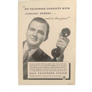 Vintage 1938 Bell Telephone Connects With Others Ad Advertisement